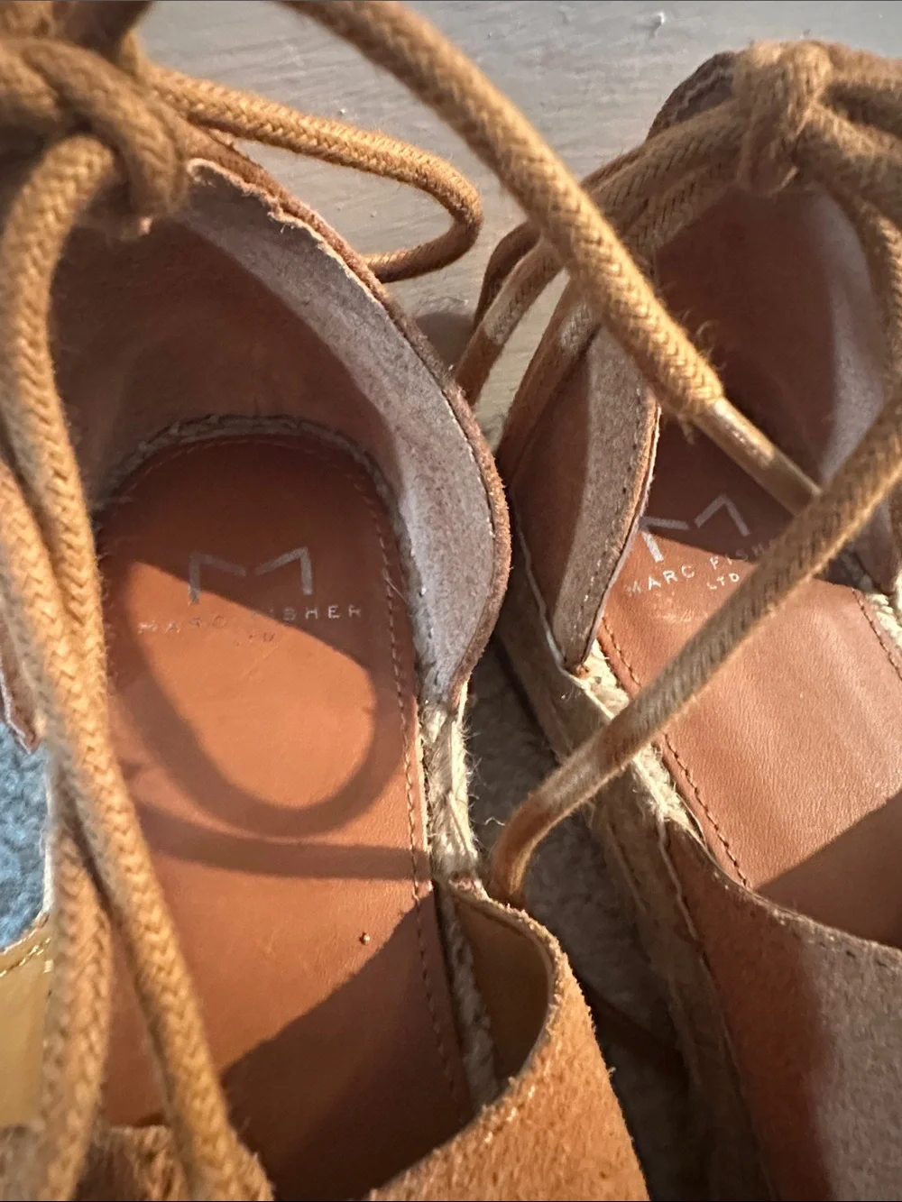 Marc Fisher Brown Lace-Up Suede Espadrille Platform Sandals